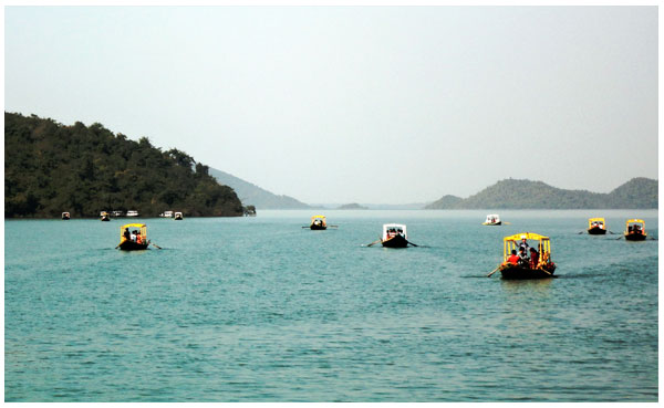 Boating on the reservoir of Maithon Dam, Purulia